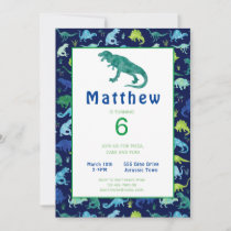 Kids Dinosaur Birthday Party Watercolor Invitation