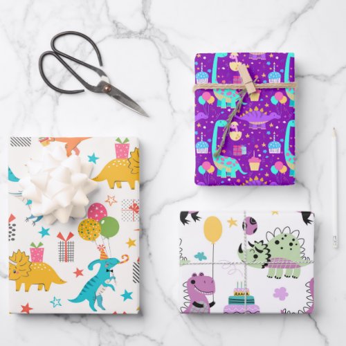 Kids Dinosaur Birthday  Wrapping Paper Sheets
