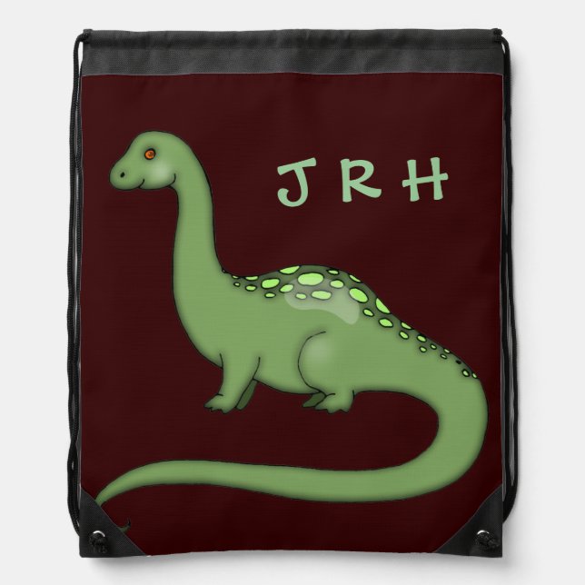 Kids Dinosaur Brontosaurus Drawstring Bag (Front)