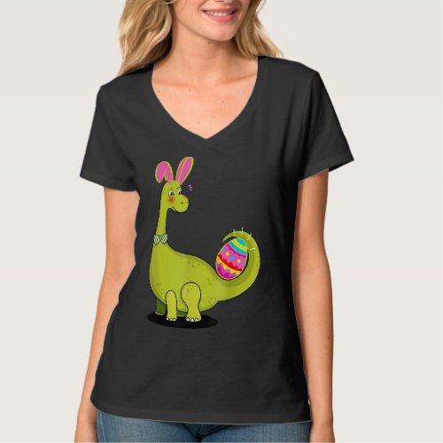 Kids Dinosaur Bunny Easter Day T_Shirt