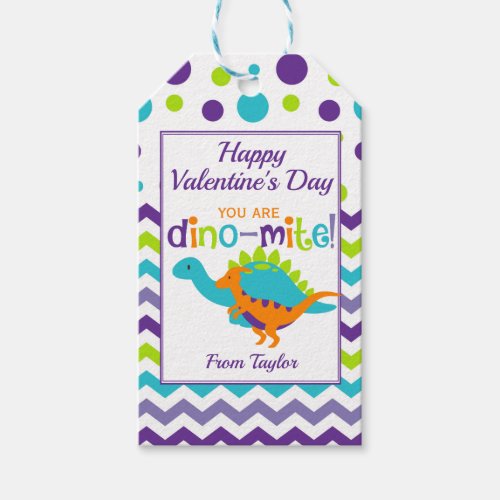Kids Dinosaur Dino_Mite Valentines Day Gift Tags