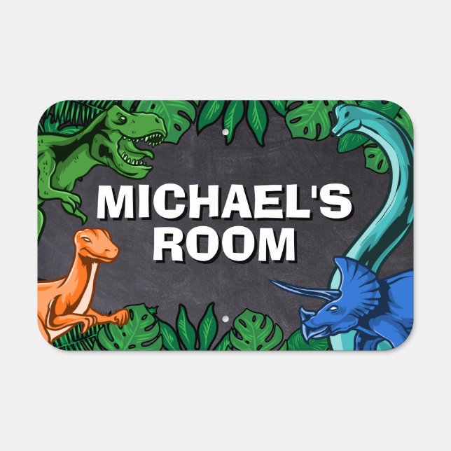 Kids Dinosaur Dino Trex Prehistoric Boy Bedroom Metal Sign (Front)