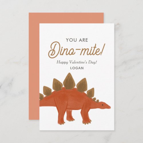 Kids Dinosaur Dinomite Classroom Valentine Day Note Card