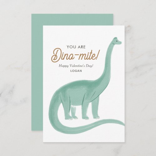 Kids Dinosaur Dinomite Classroom Valentine Day Note Card