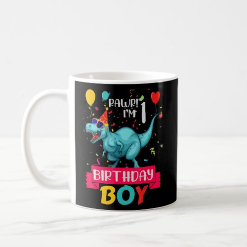 Kids Dinosaur First 1st Birthday Boy One 1 Year Ol Coffee Mug