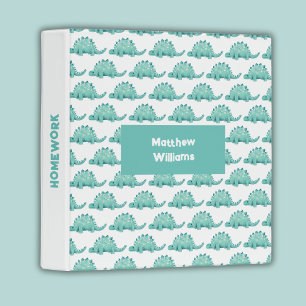 Kids Dinosaur Green Stegosaurus school 3 Ring Binder