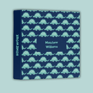 Kids Dinosaur Green Stegosaurus school 3 Ring Binder