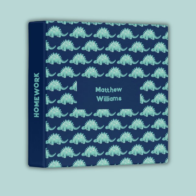 Kids Dinosaur Green Stegosaurus school 3 Ring Binder (Dinosaur Stegosaurus Binder)