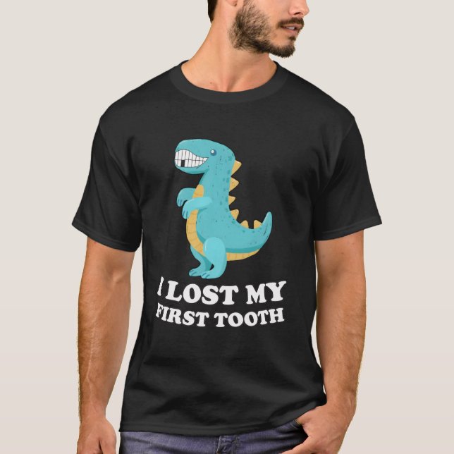 Kids Dinosaur Lost First Tooth I Lost My First Too T-Shirt (Front)