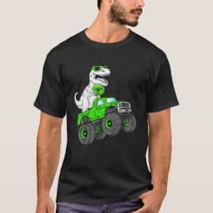 Kids Dinosaur Monster Truck T Rex St Patricks Day T-Shirt