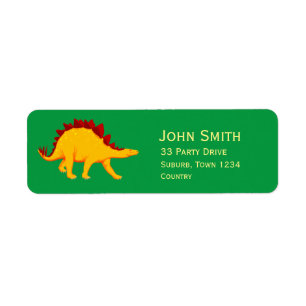 Kids dinosaur party Stegosaurus Label