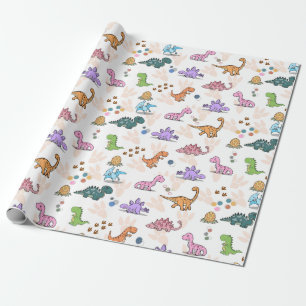 Kids dinosaur party wrapping gift favours paper