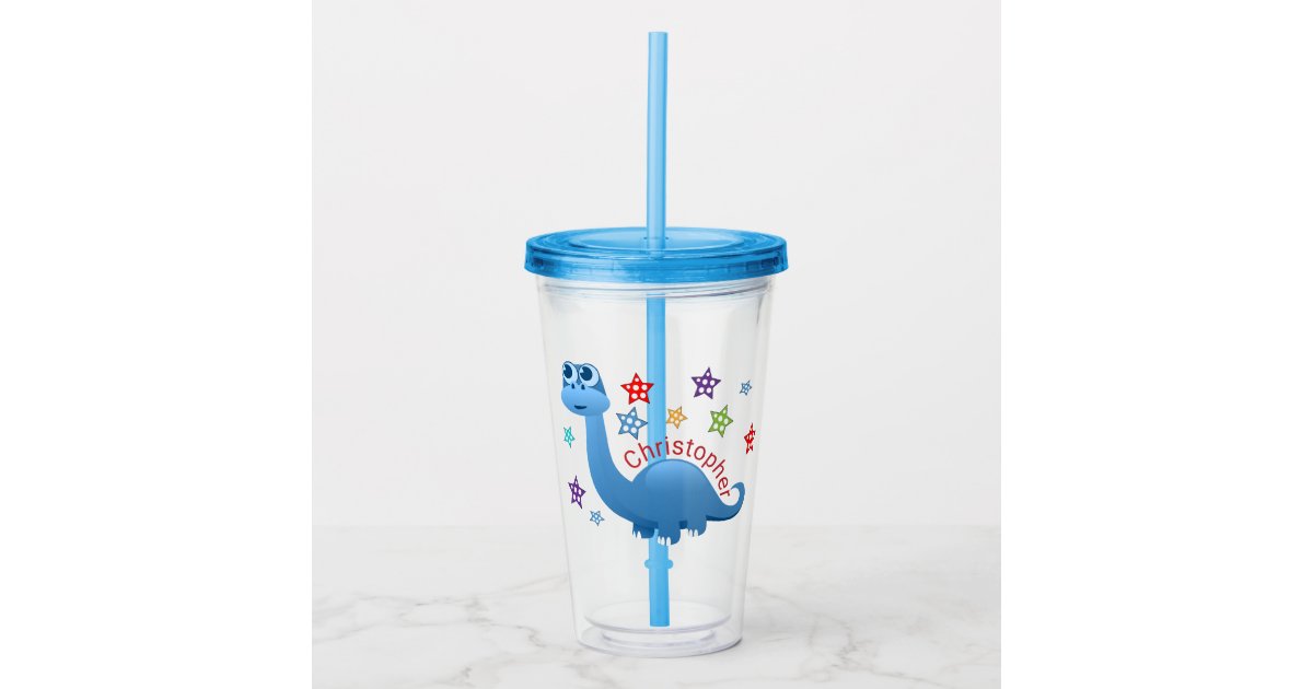 Kids Dinosaur Personalized Tumbler Cup With Straw and Lid