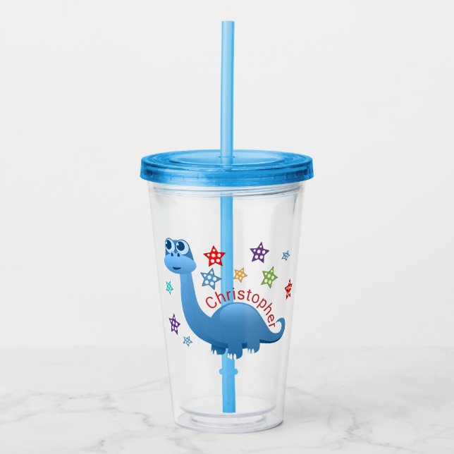 Kids Dinosaur Personalized Acrylic Tumbler (Front)
