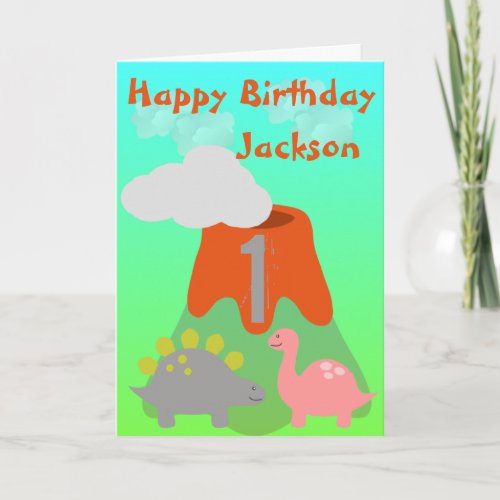 Kids Dinosaur Personalized Birthday Card