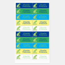 Kids Dinosaur Personalized Green Blue Waterproof Kids' Labels