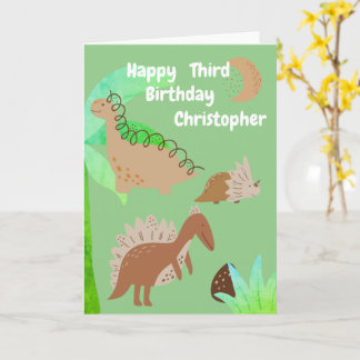Kids Dinosaur Personalized Name & Age Birthday Card