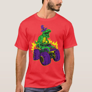 Kids Dinosaur Riding Monster Truck Lazy Halloween T-Shirt