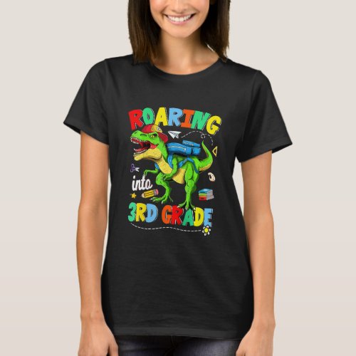 Kids Dinosaur Roaring Into 3rd Grade Boys  Back To T_Shirt