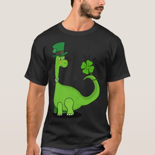 Kids Dinosaur Shamrock St Patricks Day T_shirt
