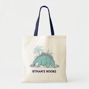 kids dinosaur Stegosaurus name id library tote Bag