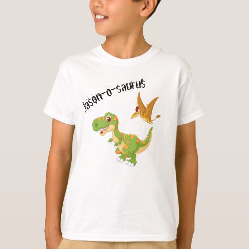 Kids Dinosaur T_Rex Add Name T_Shirt