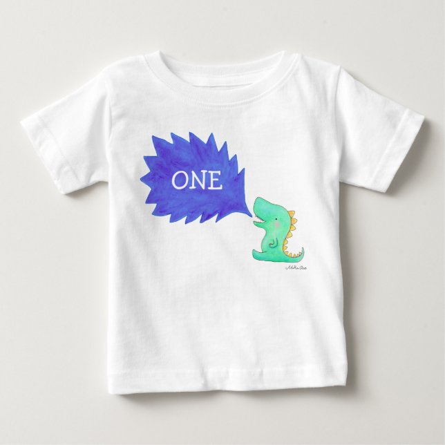 Kids Dinosaur T-shirt One Year Old Birth Day Tee (Front)