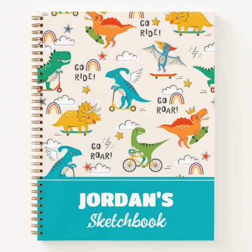 Kids Dinosaur Traveling | Child's Sketchbook Notebook