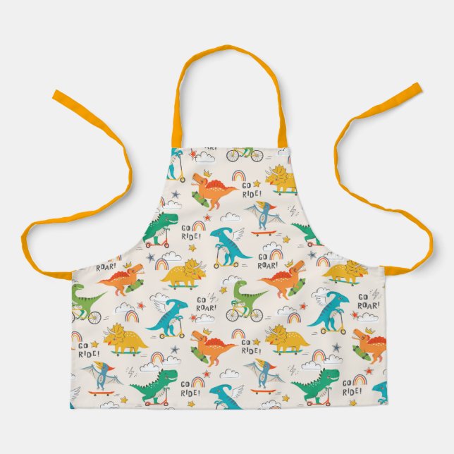 Kids Dinosaur Traveling Pattern Apron (Front)