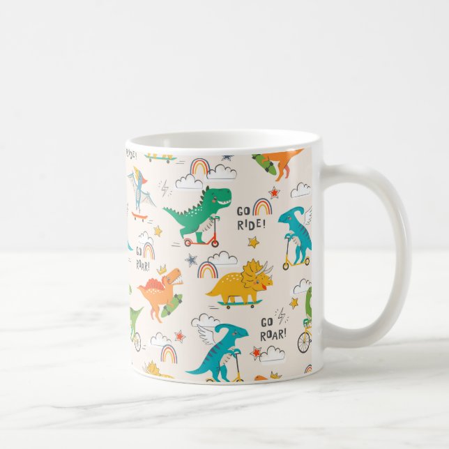 Kids Dinosaur Traveling Pattern Coffee Mug (Right)