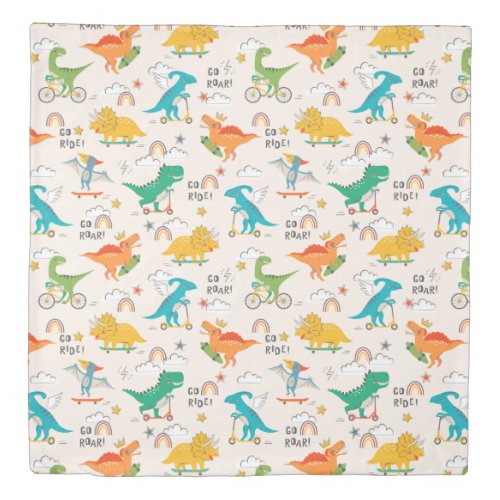 Kids Dinosaur Traveling Pattern Duvet Cover
