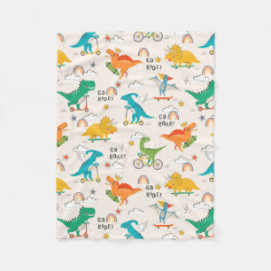 Kids Dinosaur Traveling Pattern Fleece Blanket