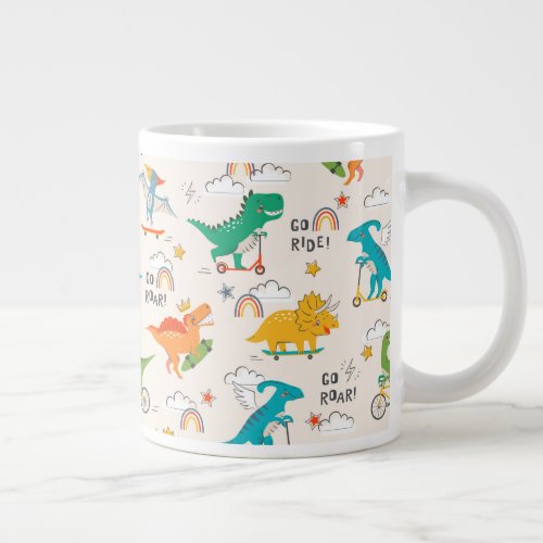 Kids Dinosaur Traveling Pattern Giant Coffee Mug