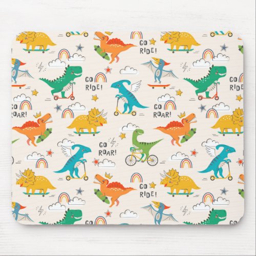 Kids Dinosaur Traveling Pattern Mouse Pad