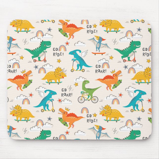 Kids Dinosaur Traveling Pattern Mouse Pad (Front)