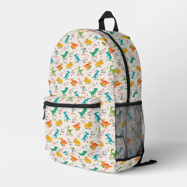 Kids Dinosaur Traveling Pattern Printed Backpack (Back Corner Right)