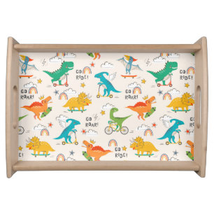 Kids Dinosaur Traveling Pattern Serving Tray
