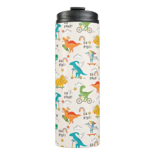 Kids Dinosaur Traveling Pattern Thermal Tumbler