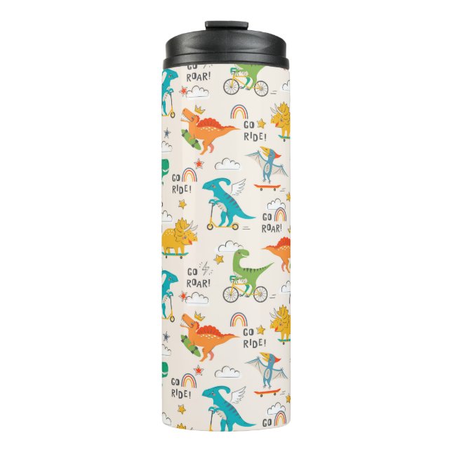 Kids Dinosaur Traveling Pattern Thermal Tumbler (Front)