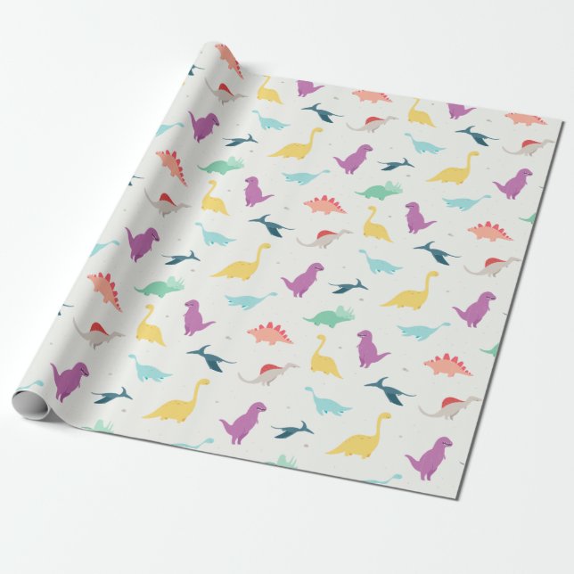 Kids Dinosaur Wrapping Paper (Unrolled)
