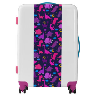 Kids Dinosaurs At Night Girls Pink Purple Cute Luggage
