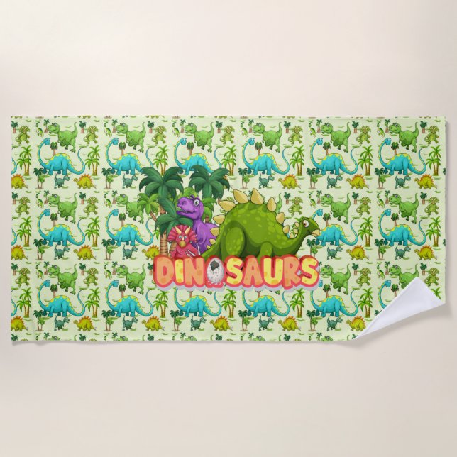Kids Dinosaurs Beach Towel (Front)