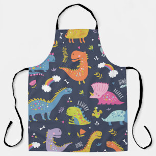 Kids Dinosaurs: Colorful Vintage Pattern Apron
