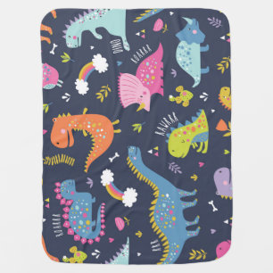 Kids Dinosaurs: Colorful Vintage Pattern Baby Blanket