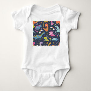 Kids Dinosaurs: Colorful Vintage Pattern Baby Bodysuit
