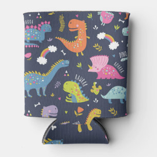 Kids Dinosaurs: Colorful Vintage Pattern Can Cooler