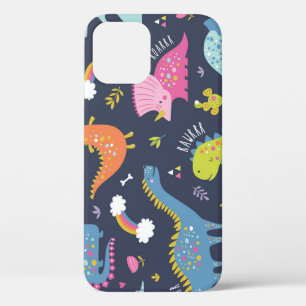 Kids Dinosaurs: Colorful Vintage Pattern iPhone 12 Case