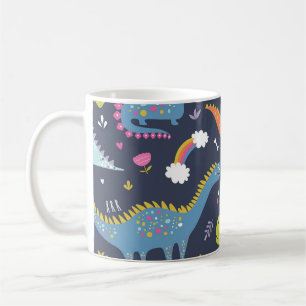 Kids Dinosaurs: Colorful Vintage Pattern Coffee Mug