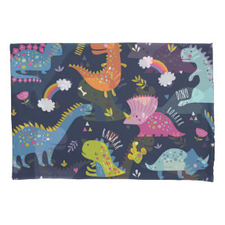 Kids Dinosaurs: Colorful Vintage Pattern Pillow Case