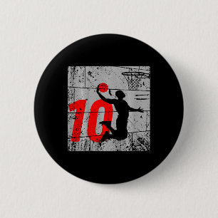 Kids Distressed 12 Year Old 12th Basketball Birthd Button